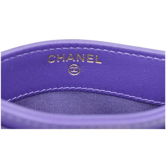 CHANEL Boy Leather Card Holder Purple - Picture 11 of 12